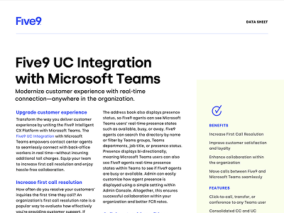 Five9 UC integration Microsoft Teams
