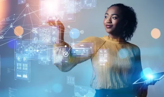 Woman Using Digital Interface